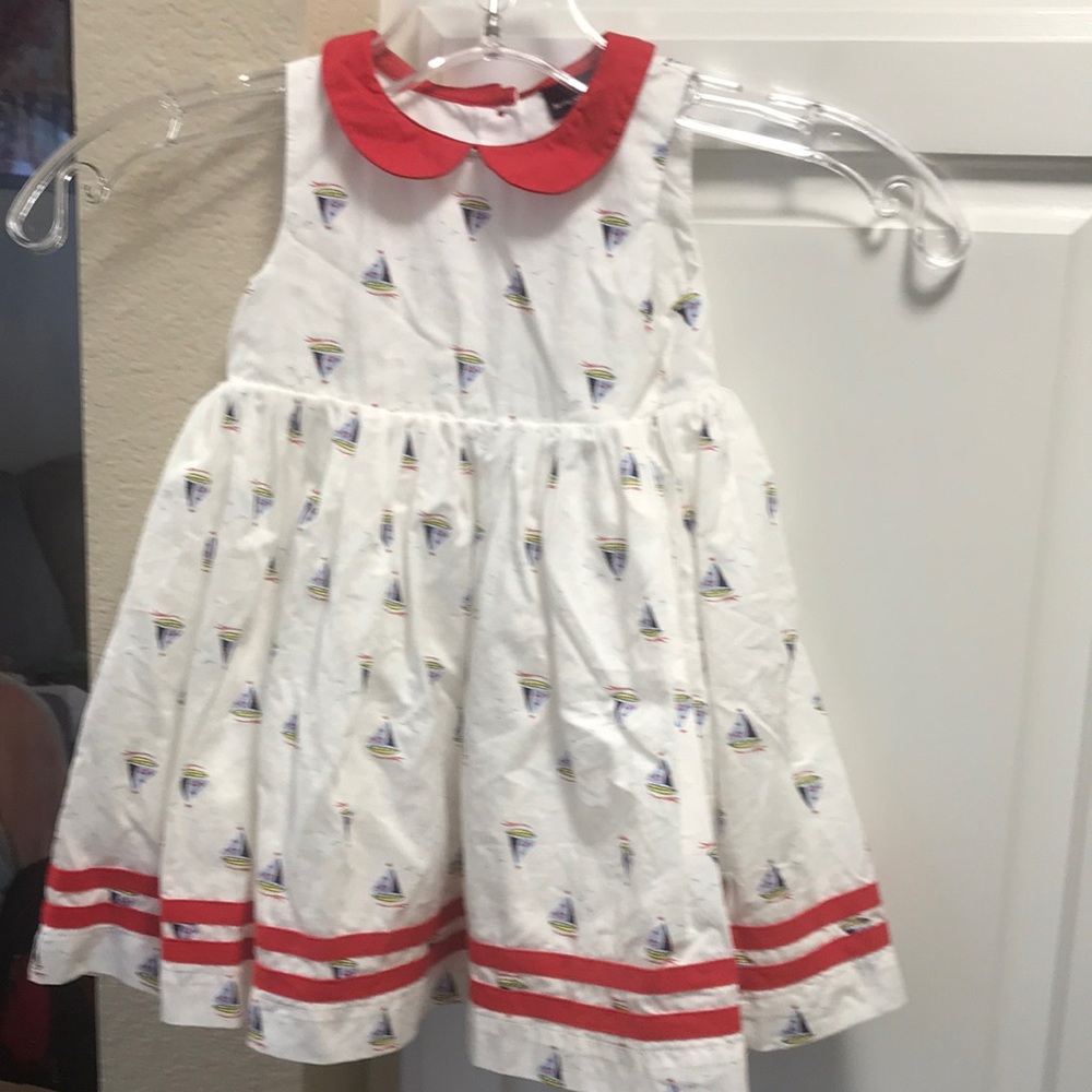 Girls Sergent Major white and red sailboat dress